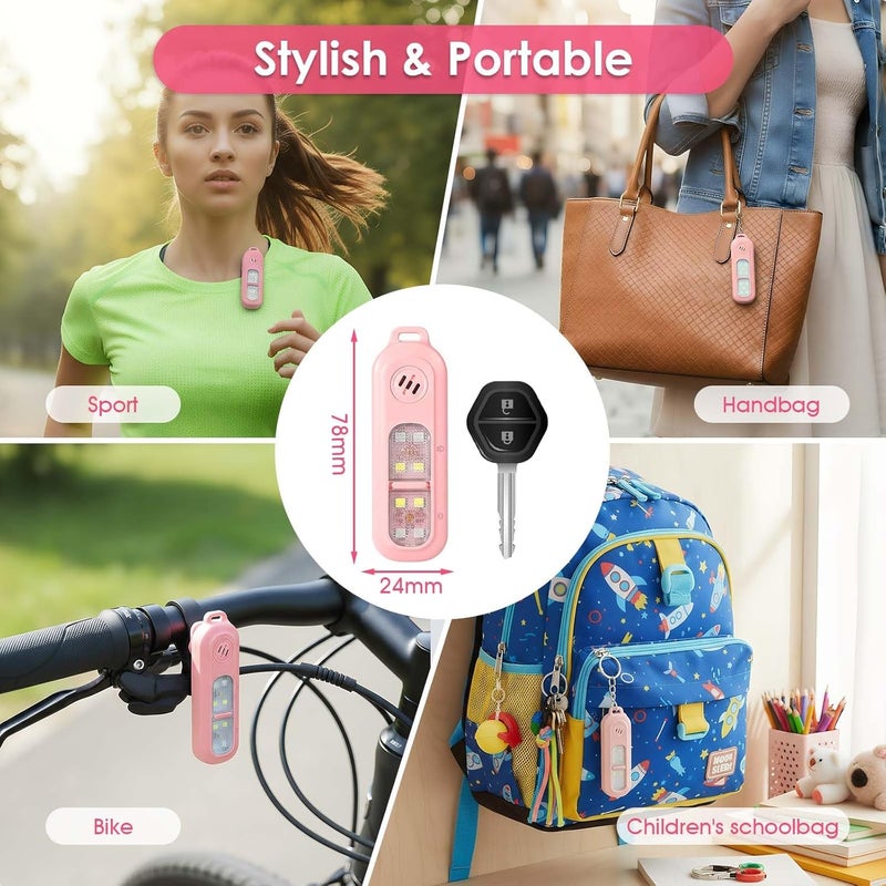 cjc Rechargeable Personal Safety Alarm for Women,130DB Self Defense Keychain Alarms with Strobe Light & LED Flashlight, Bear Alarm Deterrent, Clip-On Emergency Safety Siren for Night Runners Kid, Pink - Image 5